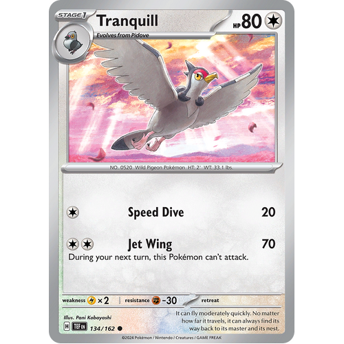 Tranquill 134/162 Common Scarlet & Violet Temporal Forces Near Mint Pokemon Card