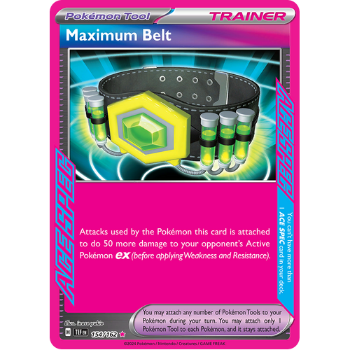 Maximum Belt 154/162 ACE SPEC Rare Scarlet & Violet Temporal Forces Near Mint Pokemon Card