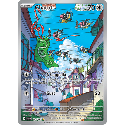 Chatot 181/162 Illustration Rare Scarlet & Violet Temporal Forces Near Mint Pokemon Card