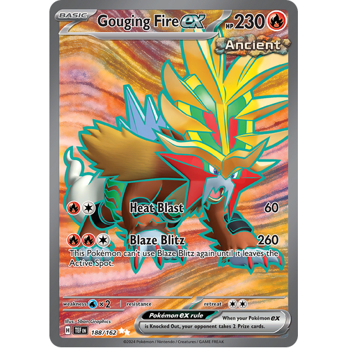 Gouging Fire ex 188/162 Ultra Rare Scarlet & Violet Temporal Forces Near Mint Pokemon Card