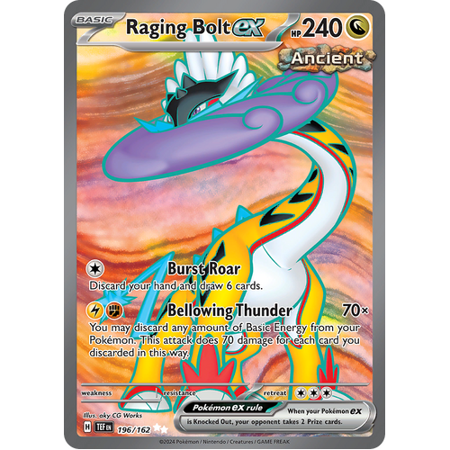 Raging Bolt ex 196/162 Ultra Rare Scarlet & Violet Temporal Forces Near Mint Pokemon Card
