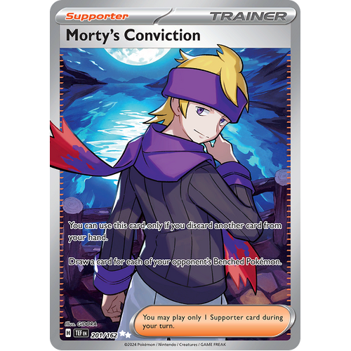 Morty's Conviction 201/162 Ultra Rare Scarlet & Violet Temporal Forces Near Mint Pokemon Card