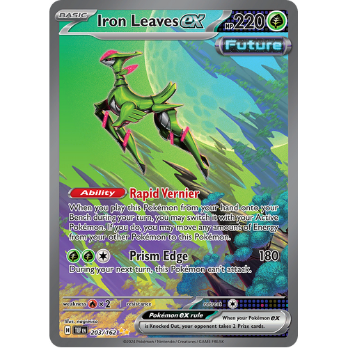 Iron Leaves ex 203/162 Special Illustration Rare Scarlet & Violet Temporal Forces Near Mint Pokemon Card