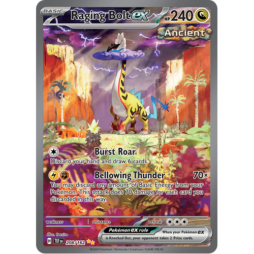 Raging Bolt ex 208/162 Special Illustration Rare Scarlet & Violet Temporal Forces Near Mint Pokemon Card