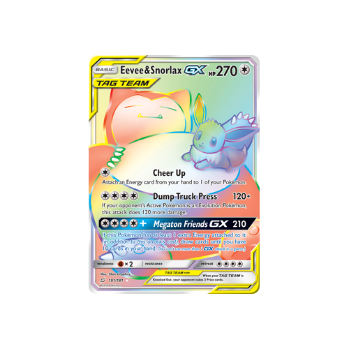 Eevee & Snorlax GX (191/181) Secret Hyper Rare Team Up