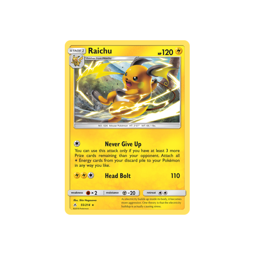 Pokemon Unbroken Bonds 55/214 Raichu Rare