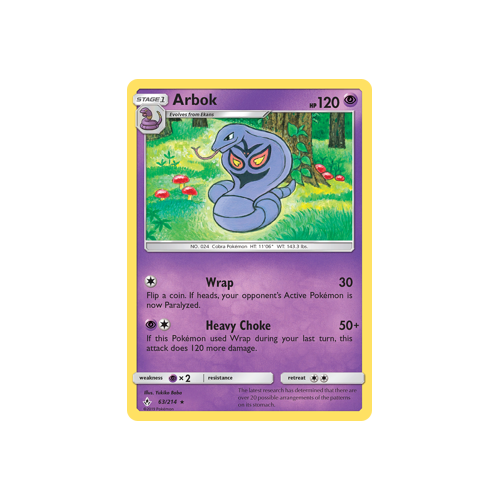 Pokemon Unbroken Bonds 63/214 Arbok Rare