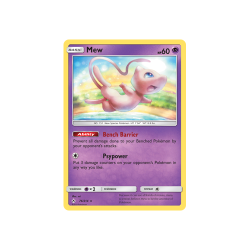 Pokemon Unbroken Bonds 76/214 Mew Rare Holo