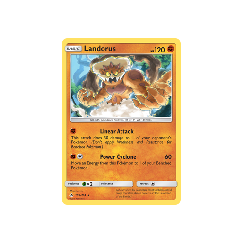 Pokemon Unbroken Bonds 103/214 Landorus Rare Holo