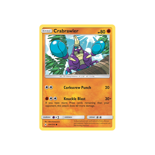 Pokemon Unbroken Bonds 104/214 Crabrawler Common