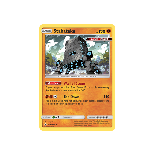 Pokemon Unbroken Bonds 106/214 Stakataka Rare Holo