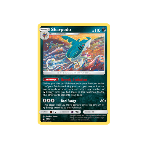 Pokemon Unbroken Bonds 111/214 Sharpedo Rare