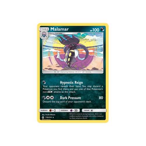 Pokemon Unbroken Bonds 119/214 Malamar Rare Holo