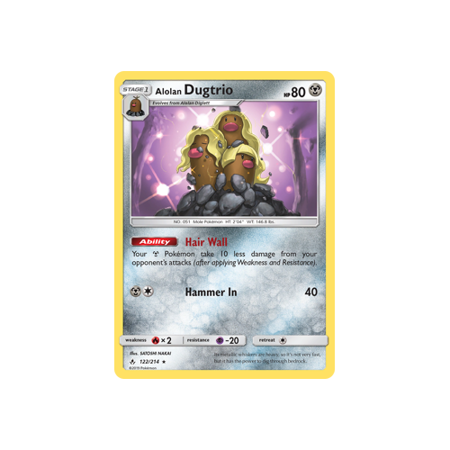 Pokemon Unbroken Bonds 122/214 Alolan Dugtrio Rare