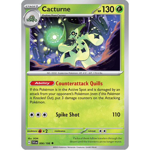 Cacturne 006/198 Uncommon Scarlet & Violet Pokemon Card