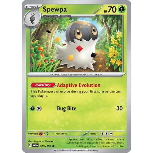 Spewpa 009/198 Common Scarlet & Violet Pokemon Card