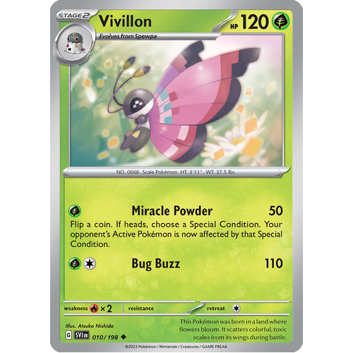 Vivillon 010/198 Uncommon Scarlet & Violet Pokemon Card