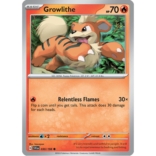 Growlithe 030/198 Common Scarlet & Violet Pokemon Card
