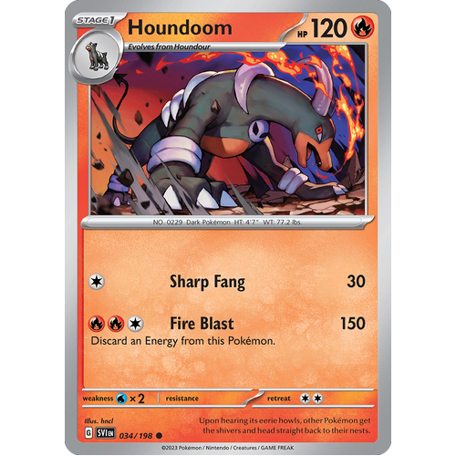 Houndoom 034/198 Common Scarlet & Violet Pokemon Card