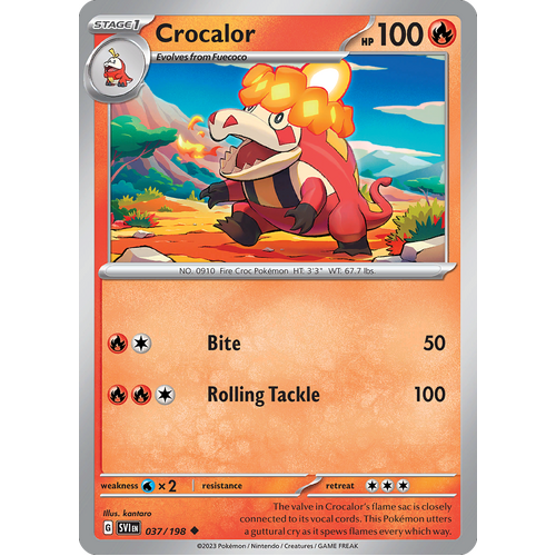 Crocalor 037/198 Uncommon Scarlet & Violet Pokemon Card