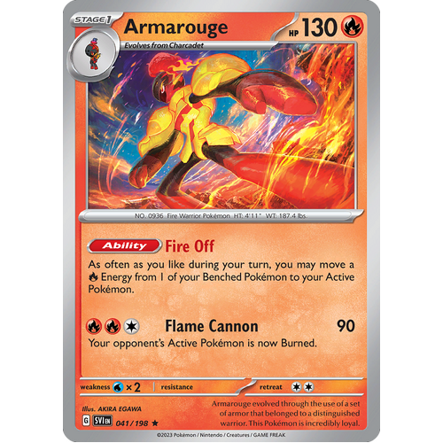 Armarouge 041/198 Rare Scarlet & Violet Pokemon Card