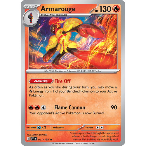 Armarouge 041/198 Rare Scarlet & Violet Pokemon Card