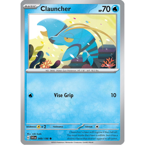 Clauncher 049/198 Common Scarlet & Violet Pokemon Card