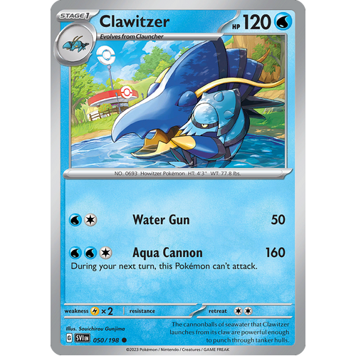 Clawitzer 050/198 Common Scarlet & Violet Pokemon Card