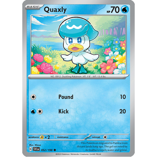 Quaxly 052/198 Common Scarlet & Violet Pokemon Card