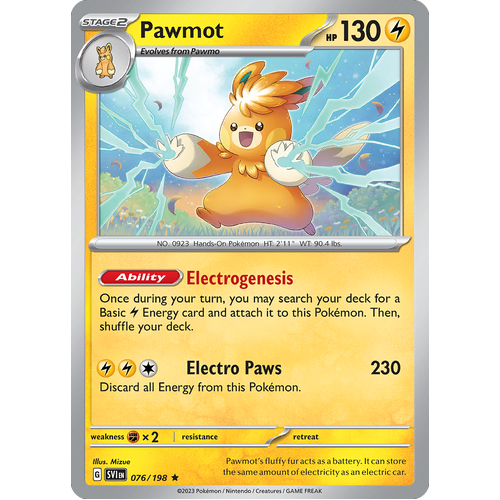 Pawmot 076/198 Rare Scarlet & Violet Pokemon Card