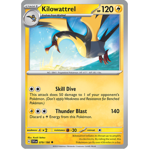 Kilowattrel 079/198 Uncommon Scarlet & Violet Pokemon Card