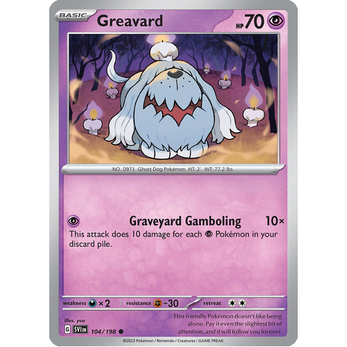 Greavard 104/198 Common Scarlet & Violet Pokemon Card
