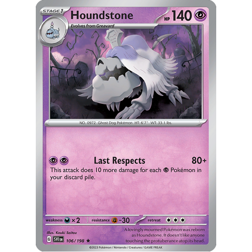 Houndstone 106/198 Rare Scarlet & Violet Pokemon Card