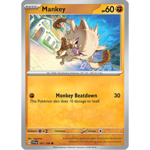 Mankey 107/198 Common Scarlet & Violet Pokemon Card