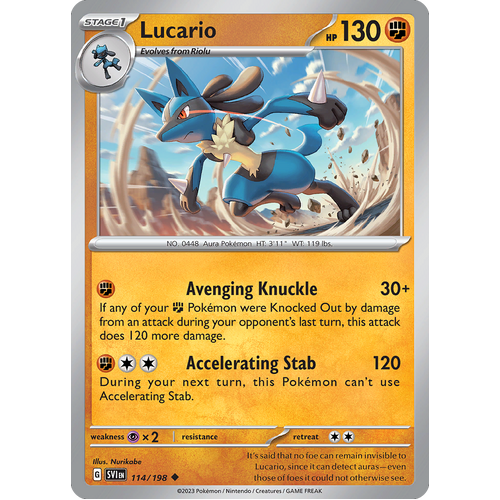 Lucario 114/198 Uncommon Scarlet & Violet Pokemon Card