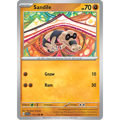 Sandile 115/198 Common Scarlet & Violet Pokemon Card