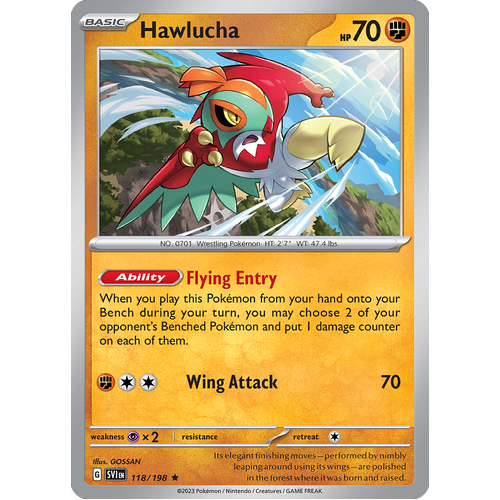 Hawlucha 118/198 Rare Scarlet & Violet Pokemon Card