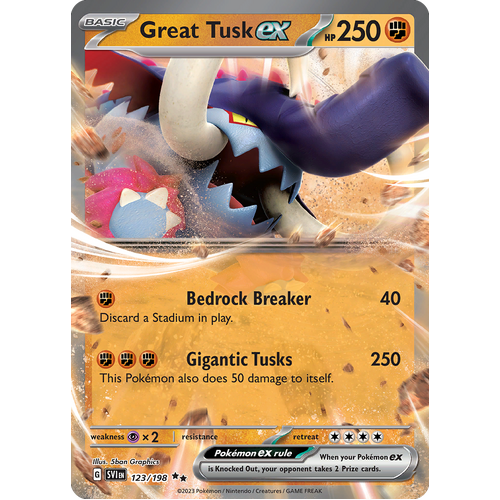 Great Tusk ex 123/198 Double Rare Scarlet & Violet Pokemon Card