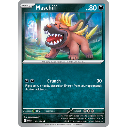 Maschiff 136/198 Common Scarlet & Violet Pokemon Card