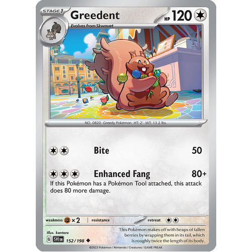 Greedent 152/198 Uncommon Scarlet & Violet Pokemon Card