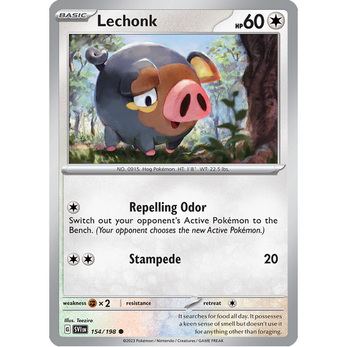 Lechonk 154/198 Common Scarlet & Violet Pokemon Card