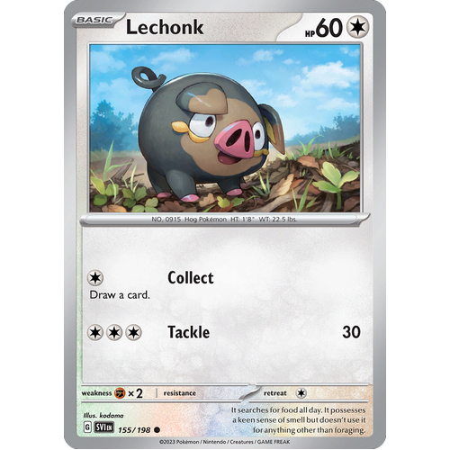 Lechonk 155/198 Common Scarlet & Violet Pokemon Card