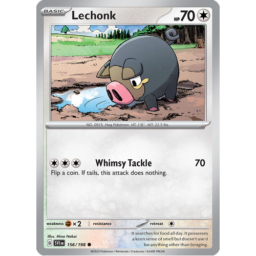Lechonk 156/198 Common Scarlet & Violet Pokemon Card