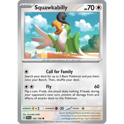 Squawkabilly 162/198 Common Scarlet & Violet Pokemon Card