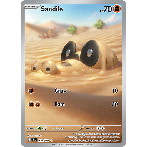 Sandile 216/198 Illustration Rare Scarlet & Violet Pokemon Card